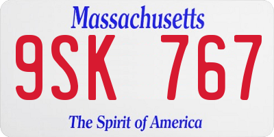 MA license plate 9SK767