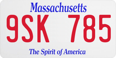 MA license plate 9SK785