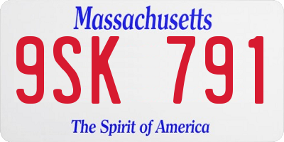 MA license plate 9SK791