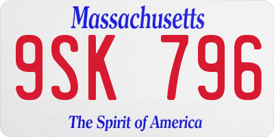 MA license plate 9SK796