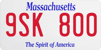 MA license plate 9SK800