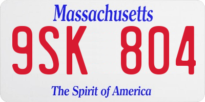 MA license plate 9SK804