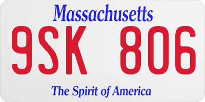 MA license plate 9SK806