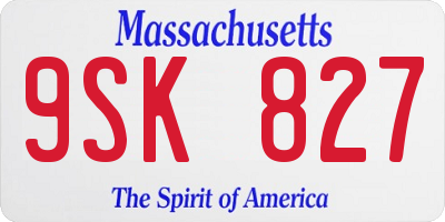 MA license plate 9SK827