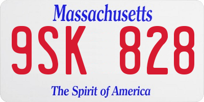 MA license plate 9SK828