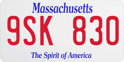 MA license plate 9SK830