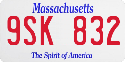 MA license plate 9SK832