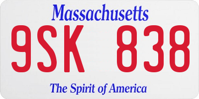 MA license plate 9SK838