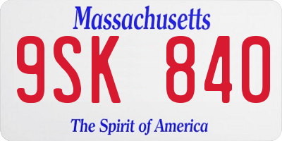 MA license plate 9SK840