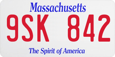 MA license plate 9SK842