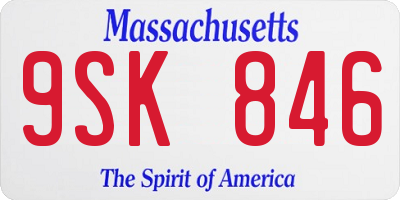 MA license plate 9SK846