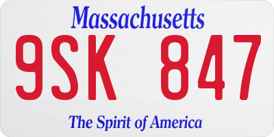 MA license plate 9SK847