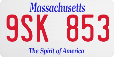 MA license plate 9SK853