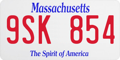 MA license plate 9SK854