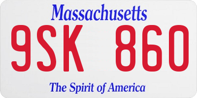 MA license plate 9SK860