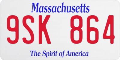 MA license plate 9SK864