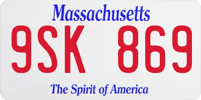 MA license plate 9SK869