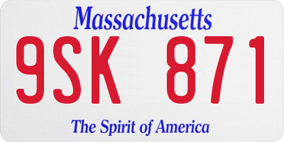 MA license plate 9SK871
