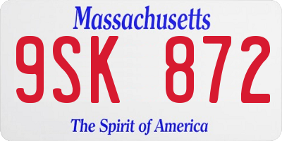 MA license plate 9SK872