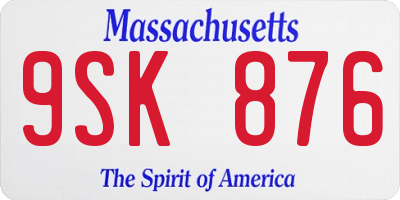 MA license plate 9SK876