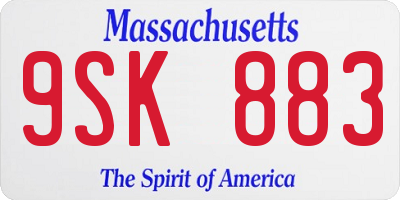 MA license plate 9SK883