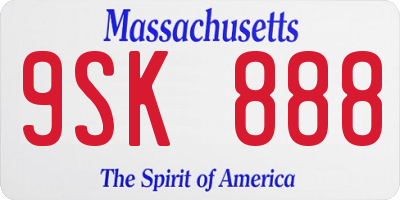 MA license plate 9SK888