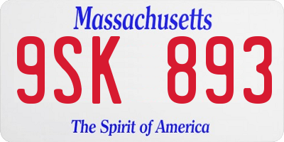 MA license plate 9SK893