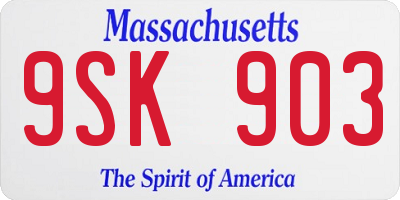 MA license plate 9SK903