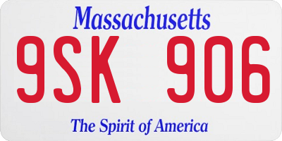 MA license plate 9SK906
