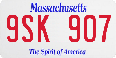 MA license plate 9SK907