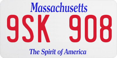 MA license plate 9SK908