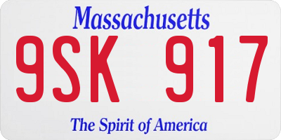 MA license plate 9SK917