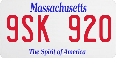 MA license plate 9SK920