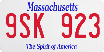MA license plate 9SK923