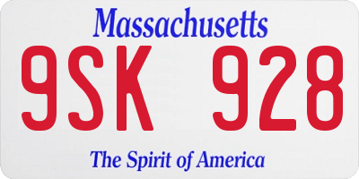 MA license plate 9SK928
