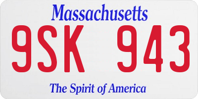 MA license plate 9SK943
