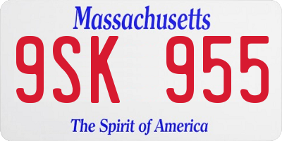 MA license plate 9SK955