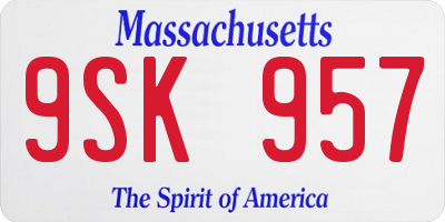 MA license plate 9SK957