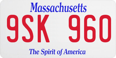 MA license plate 9SK960