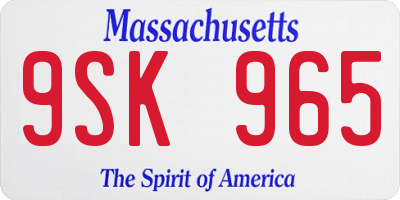 MA license plate 9SK965