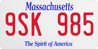 MA license plate 9SK985