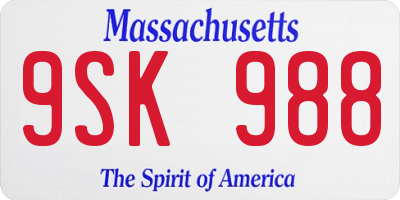 MA license plate 9SK988