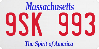 MA license plate 9SK993