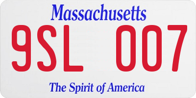 MA license plate 9SL007