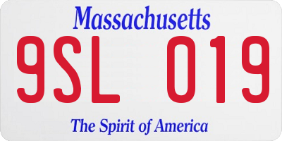 MA license plate 9SL019