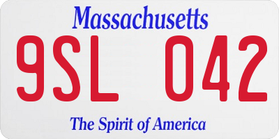 MA license plate 9SL042