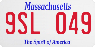 MA license plate 9SL049