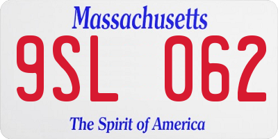 MA license plate 9SL062