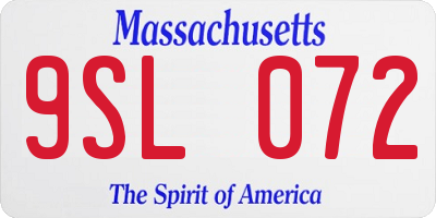 MA license plate 9SL072