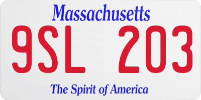 MA license plate 9SL203